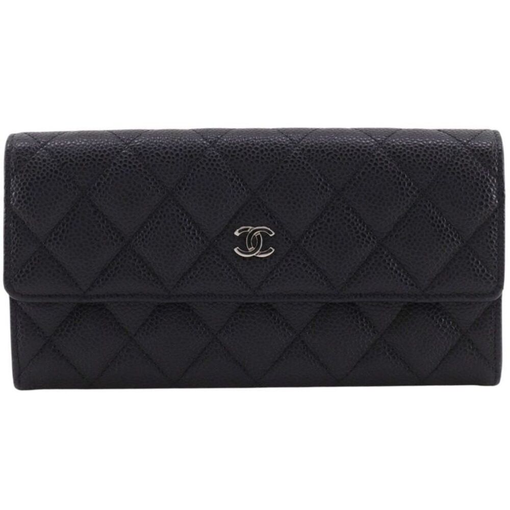Chanel Coco Mark Matelasse Caviar Long Wallet